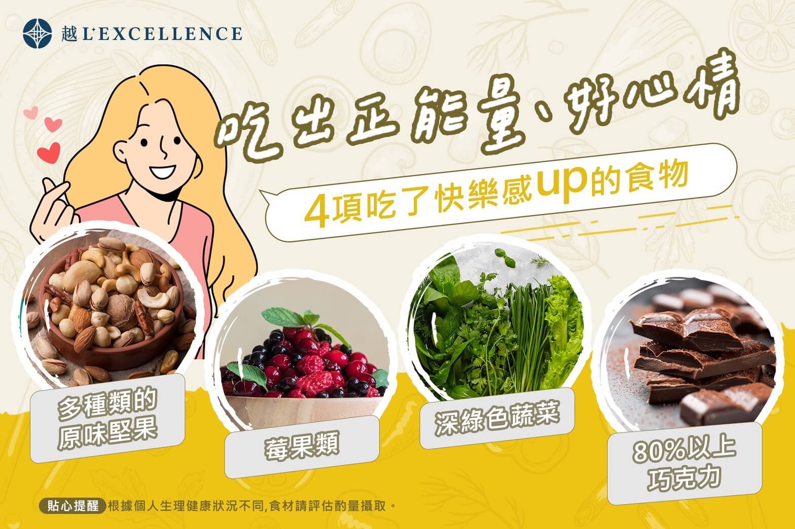 Read more about the article 吃出正能量、好心情！4項吃了「快樂感Up」的食物，就當上班打氣小點心吧！